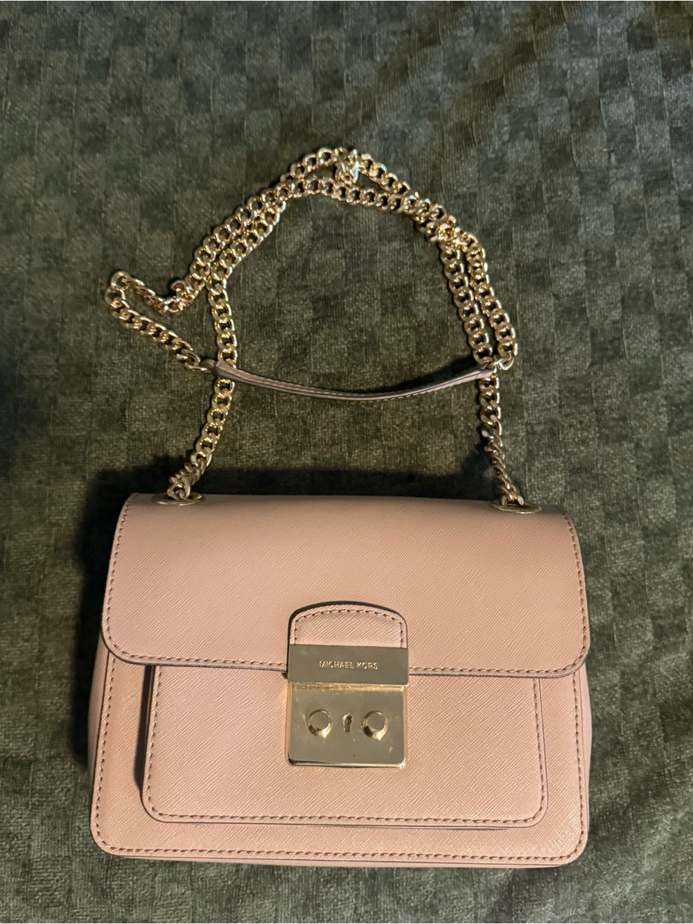 Michael Kors Blush Pink Leather Crossbody with Gold Chain